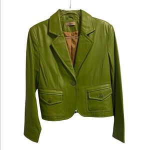 Vintage Y2k Green 100% Leather Jacket
